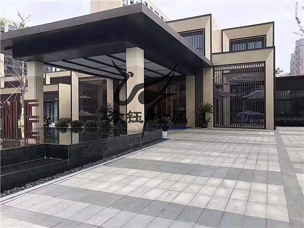 房地产售楼部景观凉亭纯铜不锈钢廊架背景墙