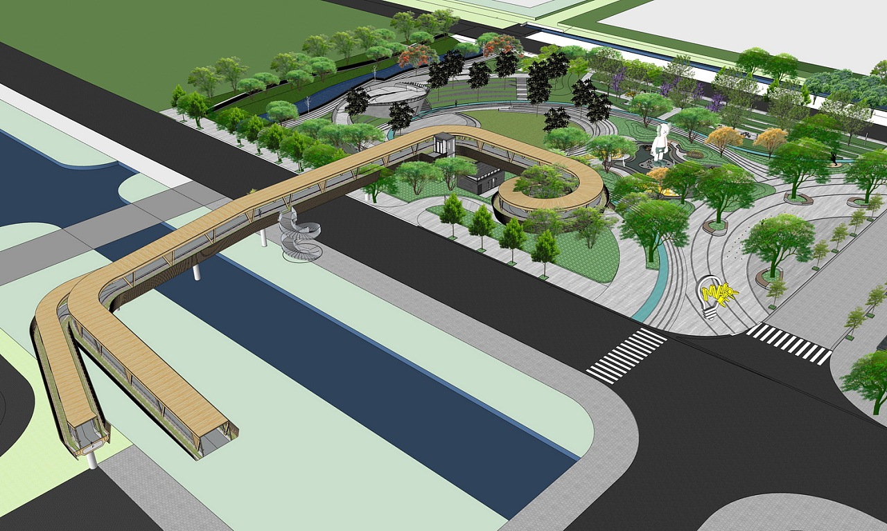 儿童公园景观桥su模型下载