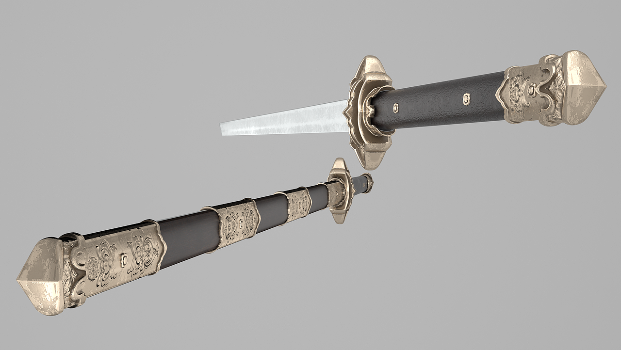 心中无女人,拔刀自然神——唐刀3d建模展示