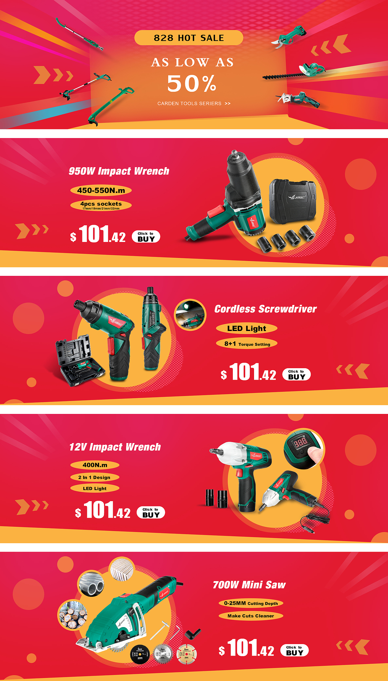 电动工具 新年海报  轮播 banner 红色喜气