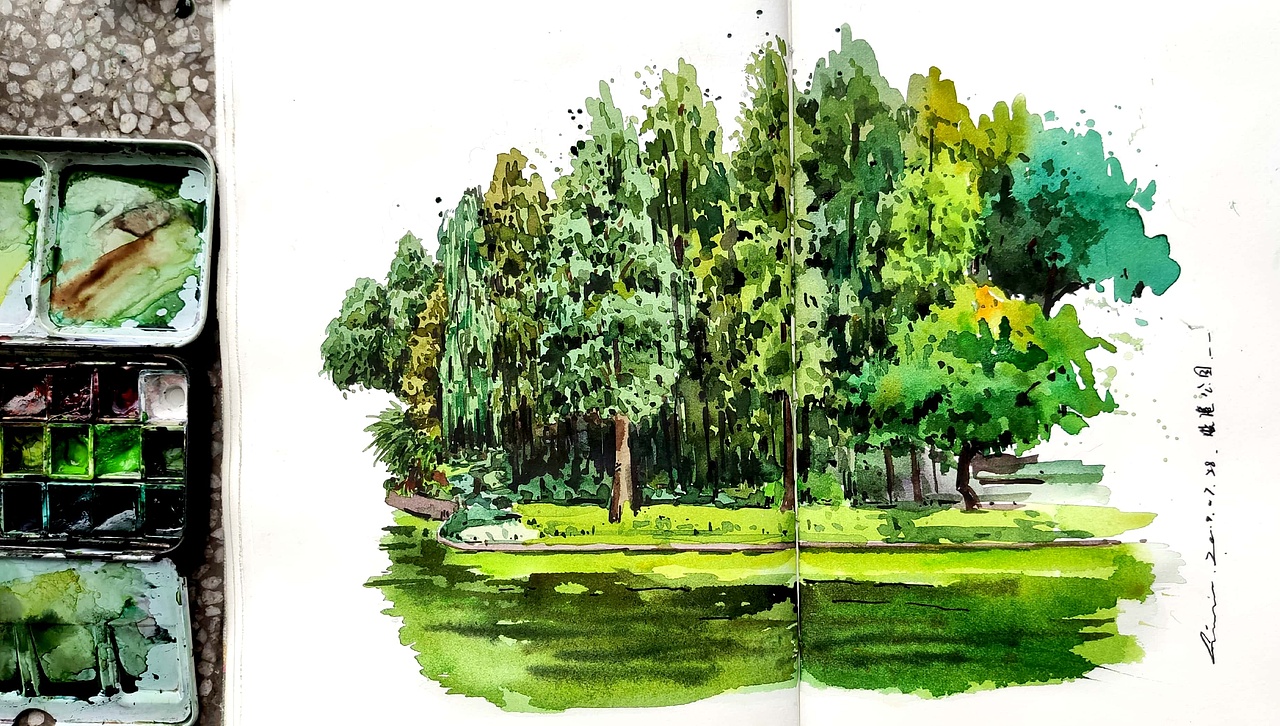 晓港公园 细岗路 画画写生