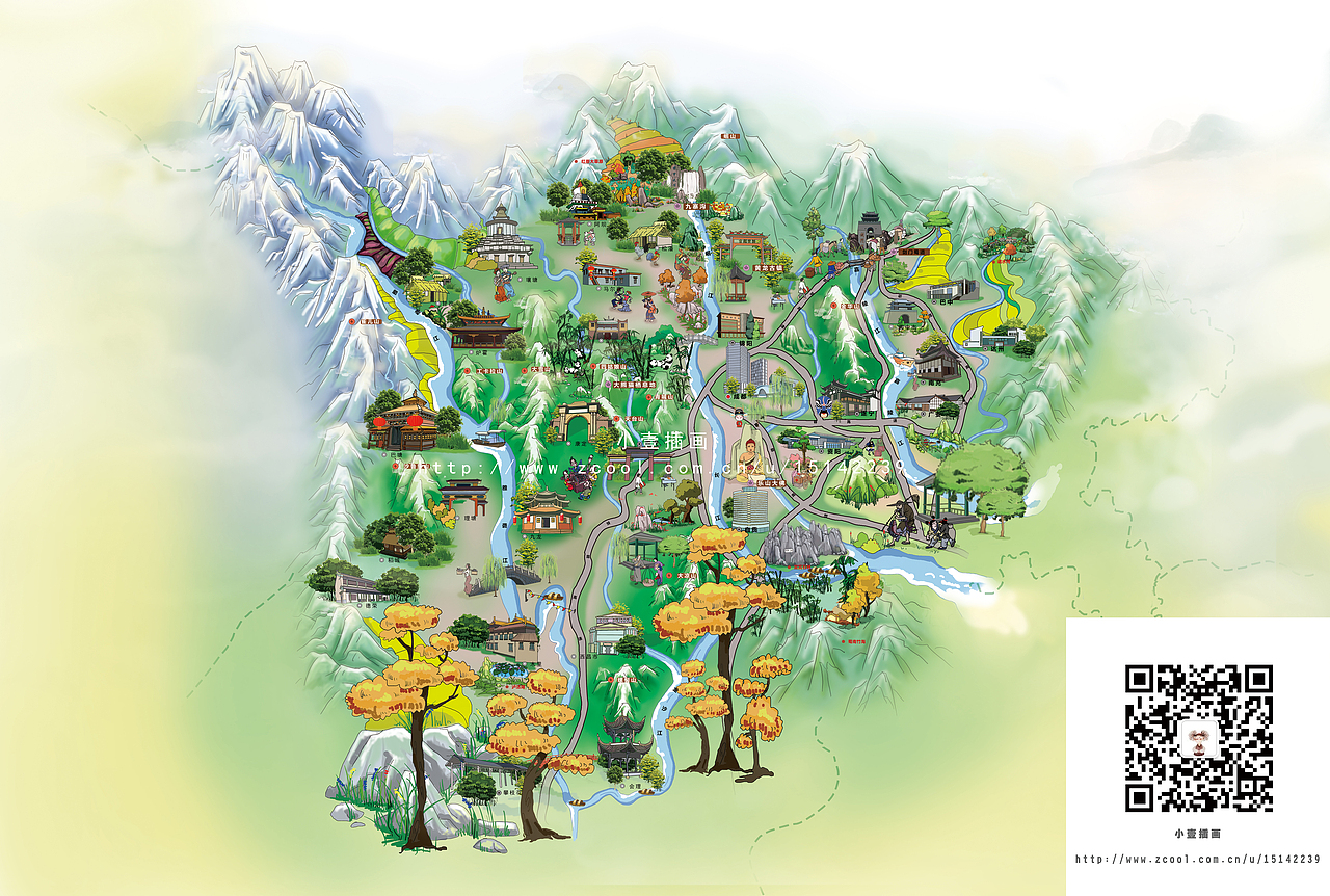 旅游地图（图ZODEwMTI3NzI=） - 商业插画 - 站酷设计师小壹插画原创素材 - 站酷ZCOOL