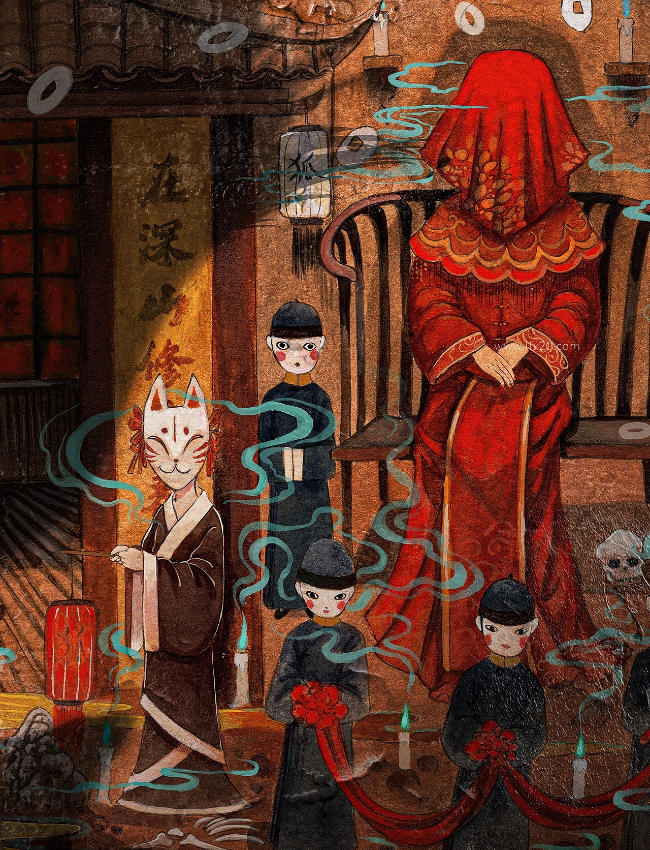 《山村狐妻》电影概念海报（图ZMjU4NjY4MDEy） - 商业插画 - 站酷设计师鹿溟山原创素材 - 站酷ZCOOL
