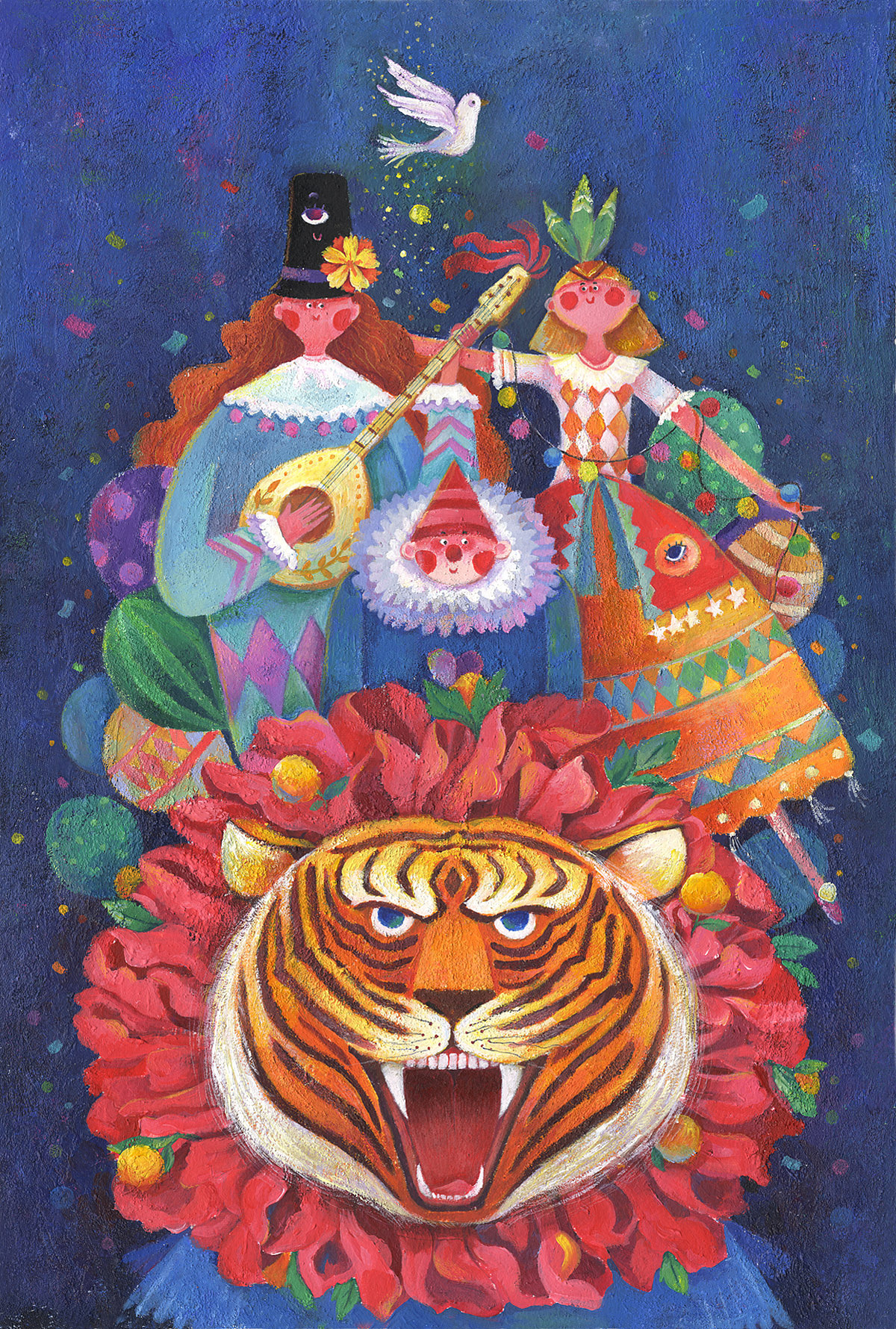 一组丙烯手绘插画