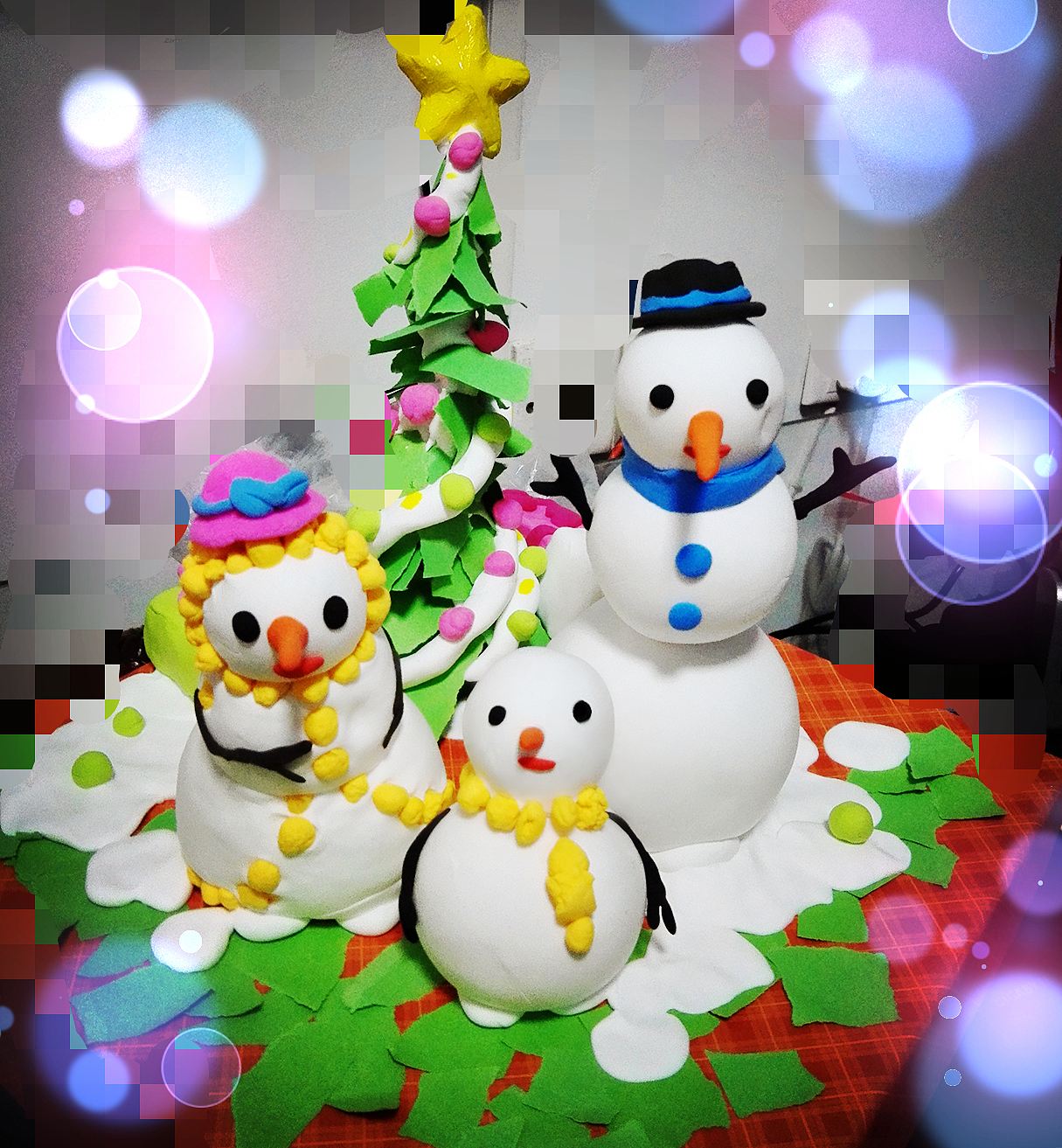 带娃一起玩手工-----雪人一家过圣诞作品组