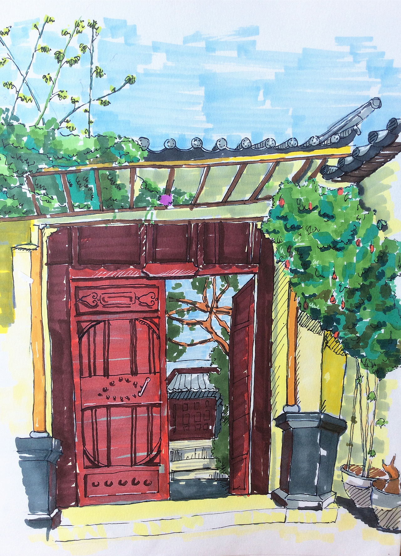 云南写生（图ZMTI5NzA2NDcy） - 绘画 - 站酷设计师精卫军原创素材 - 站酷ZCOOL