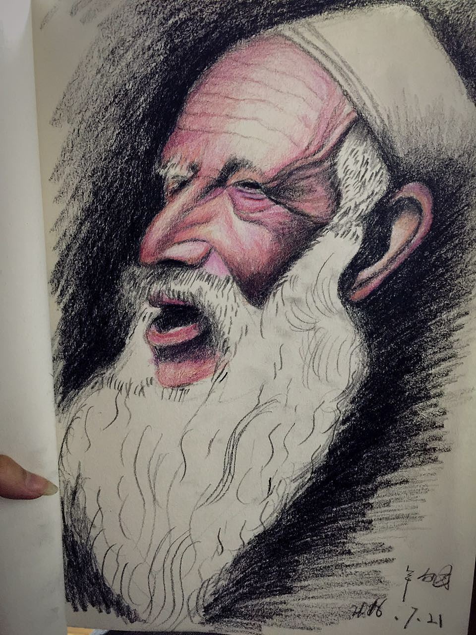 手绘老人 彩铅人物头像