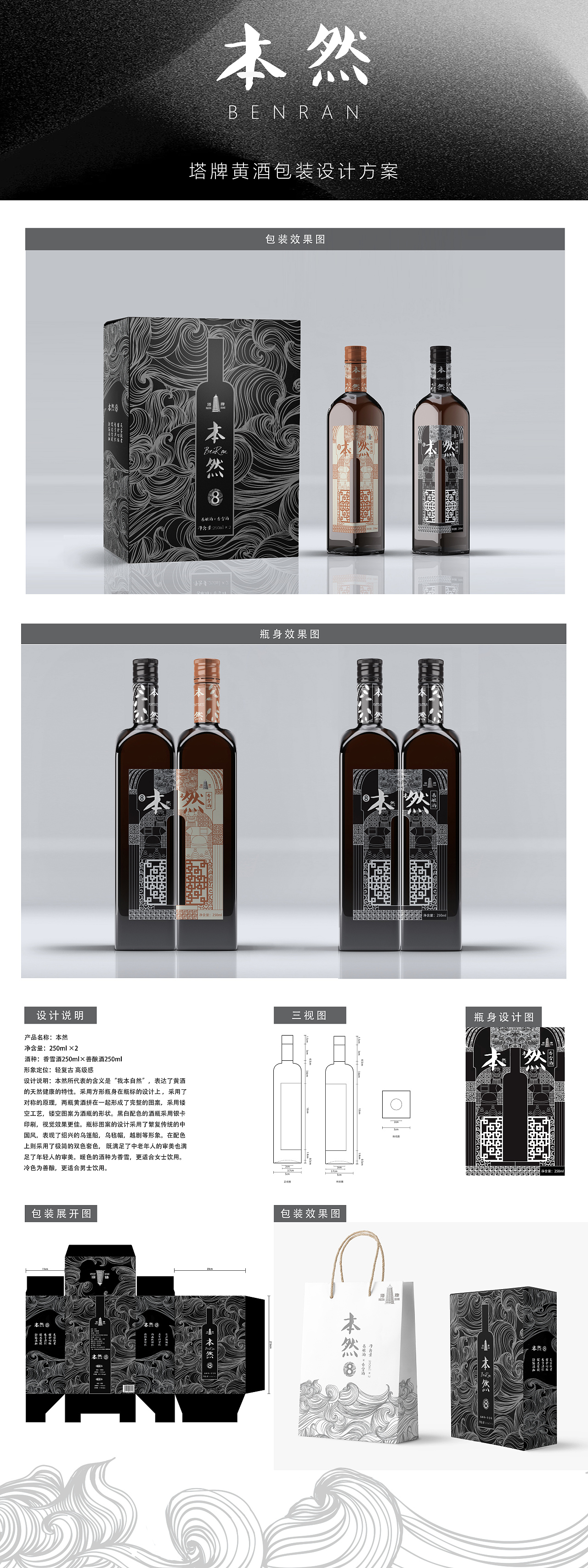 黄酒酒瓶包装设计（图ZMjI1NjgzMzA4） - 包装 - 站酷设计师电波拉面原创素材 - 站酷ZCOOL