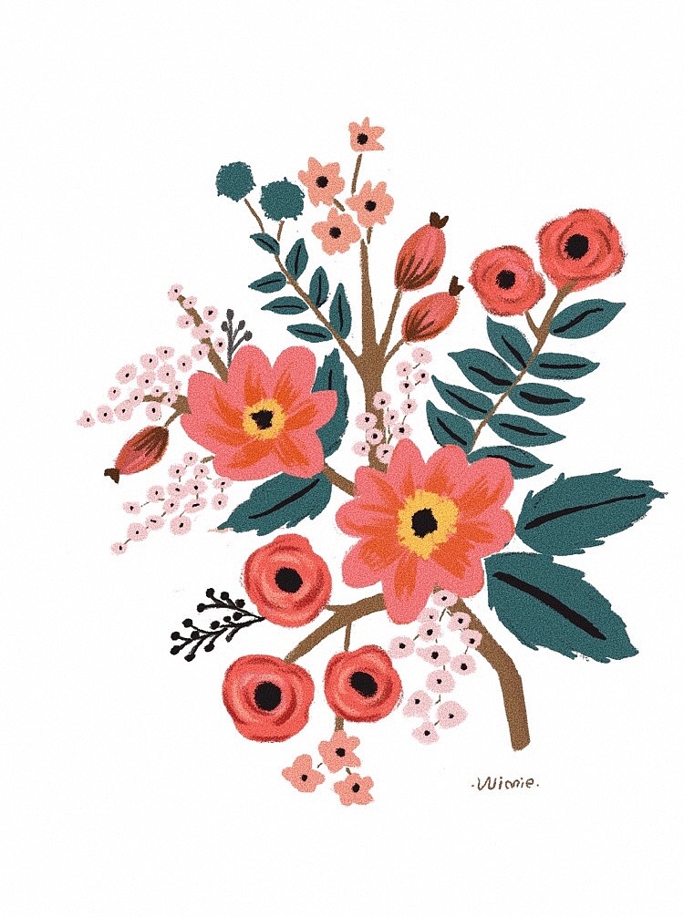 花儿|插画|创作习作|十月的风winnie_临摹作品-站酷zcool
