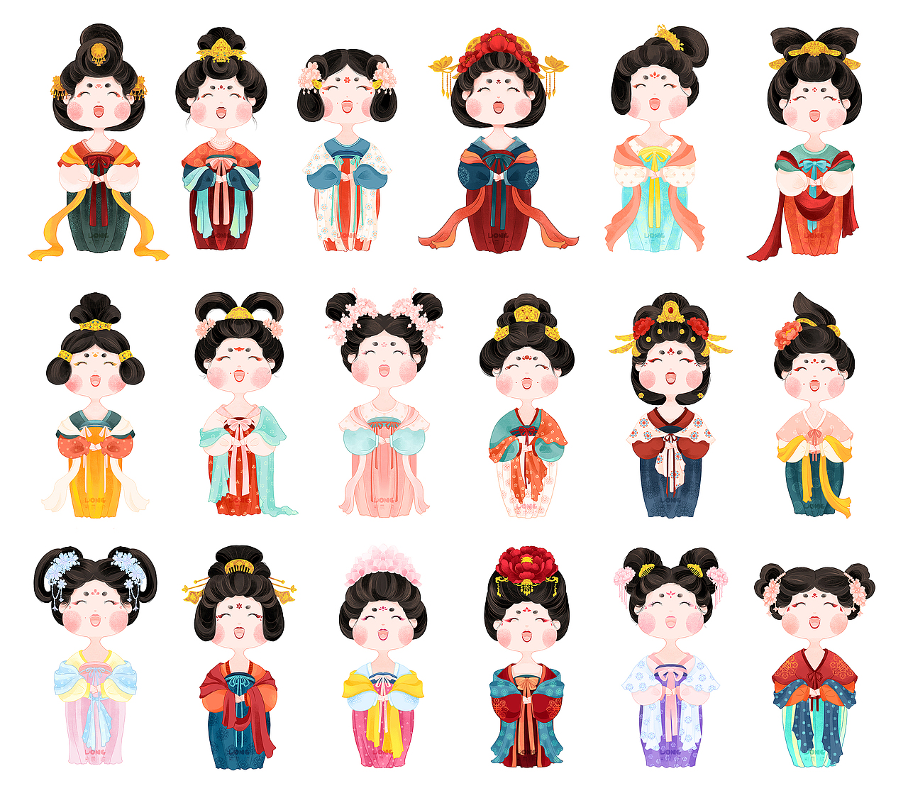 胖达哒笑呵呵的十八只唐朝小美人儿（图ZMjE5Nzk4NDk2） - 商业插画 - 站酷设计师東晨原创素材 - 站酷ZCOOL