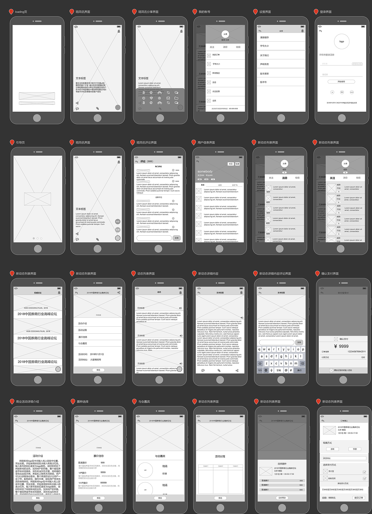 财经新闻类app经简讯交互原型图