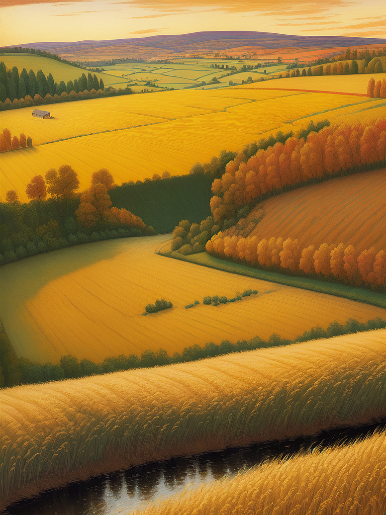 AI绘画作品欣赏:秋日田园景色