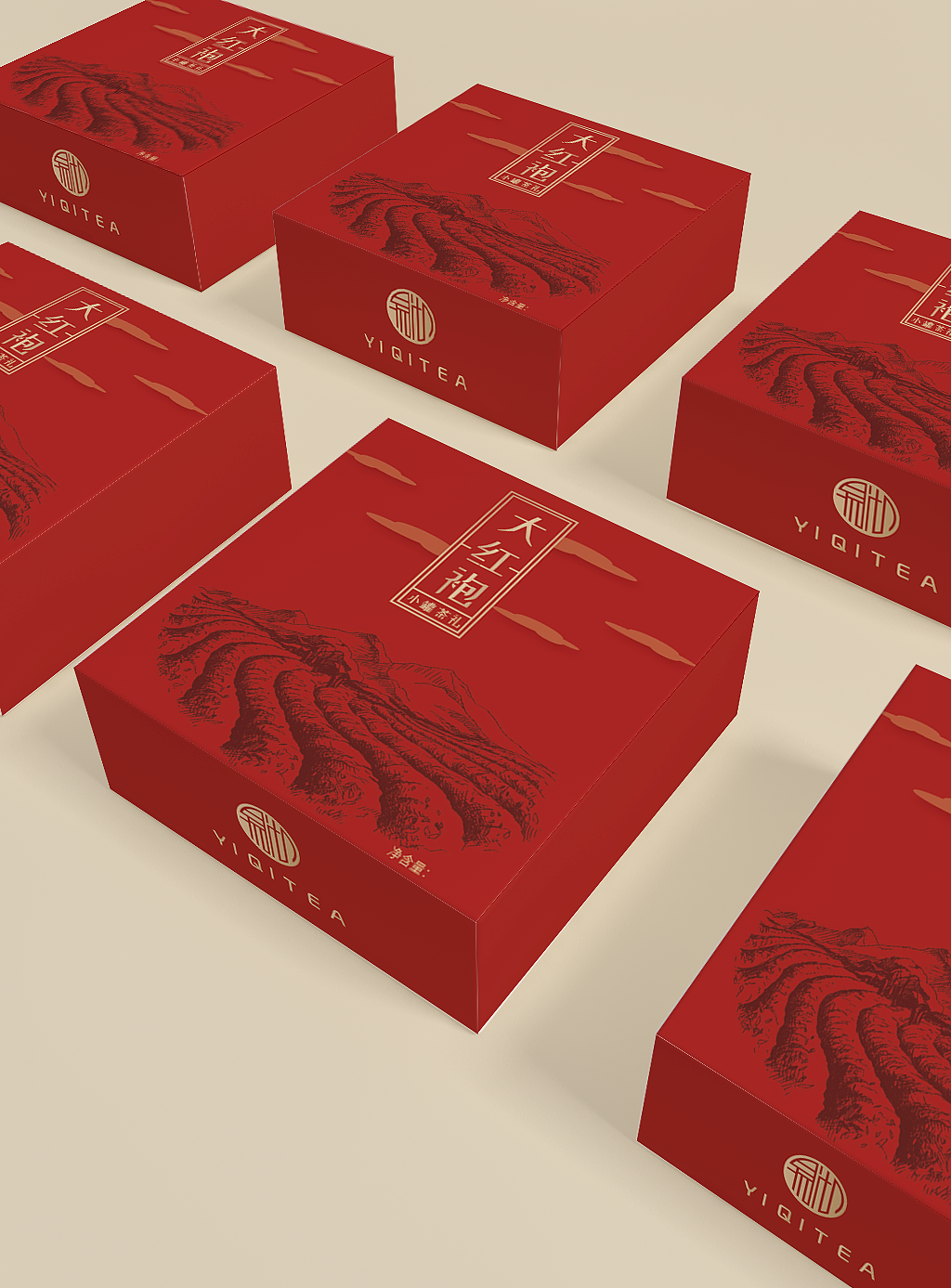 大红袍插画包装