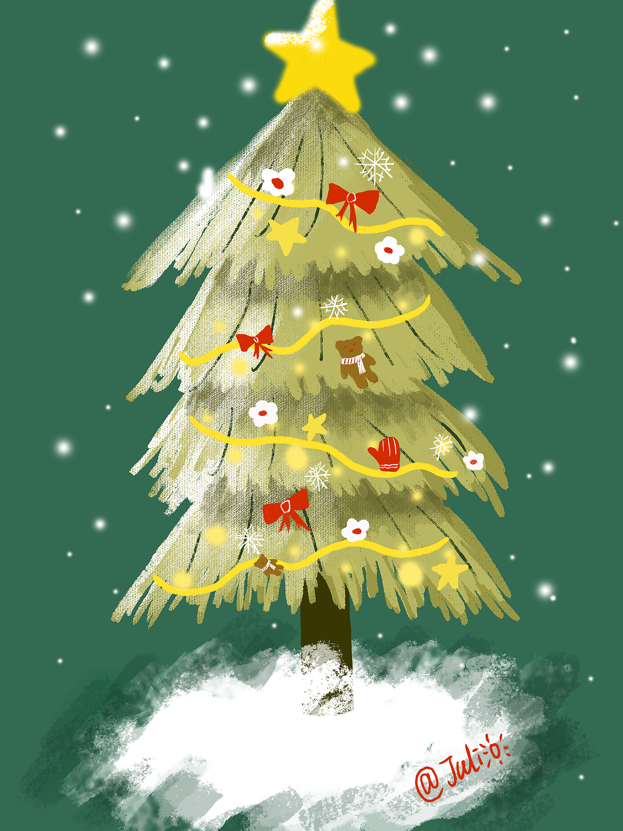 插画作业/圣诞树 merry Christmas!（图ZMTkzMDM5ODQw） - 创作习作 - 站酷设计师Julio123原创素材 - 站酷ZCOOL