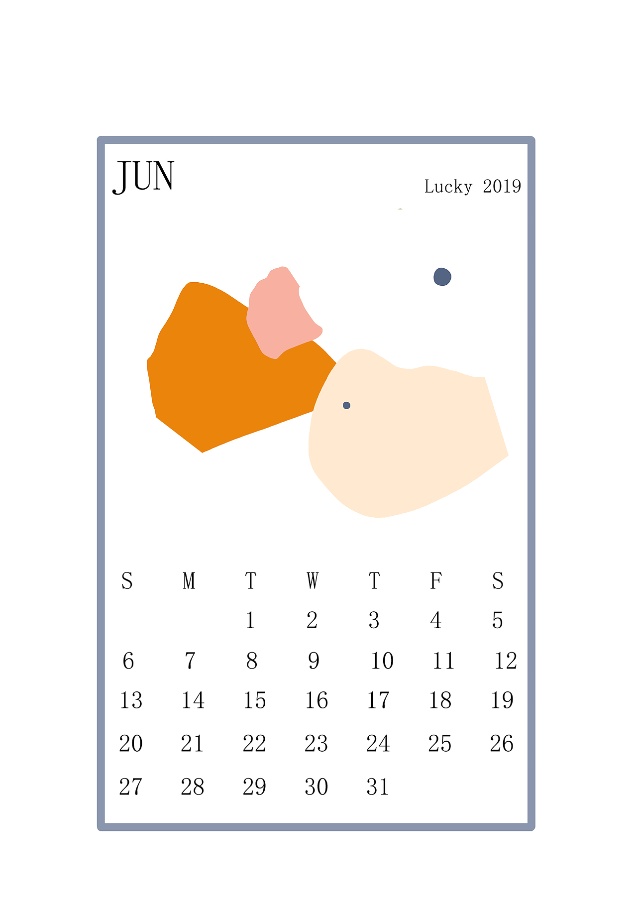 自制2019月历卡片