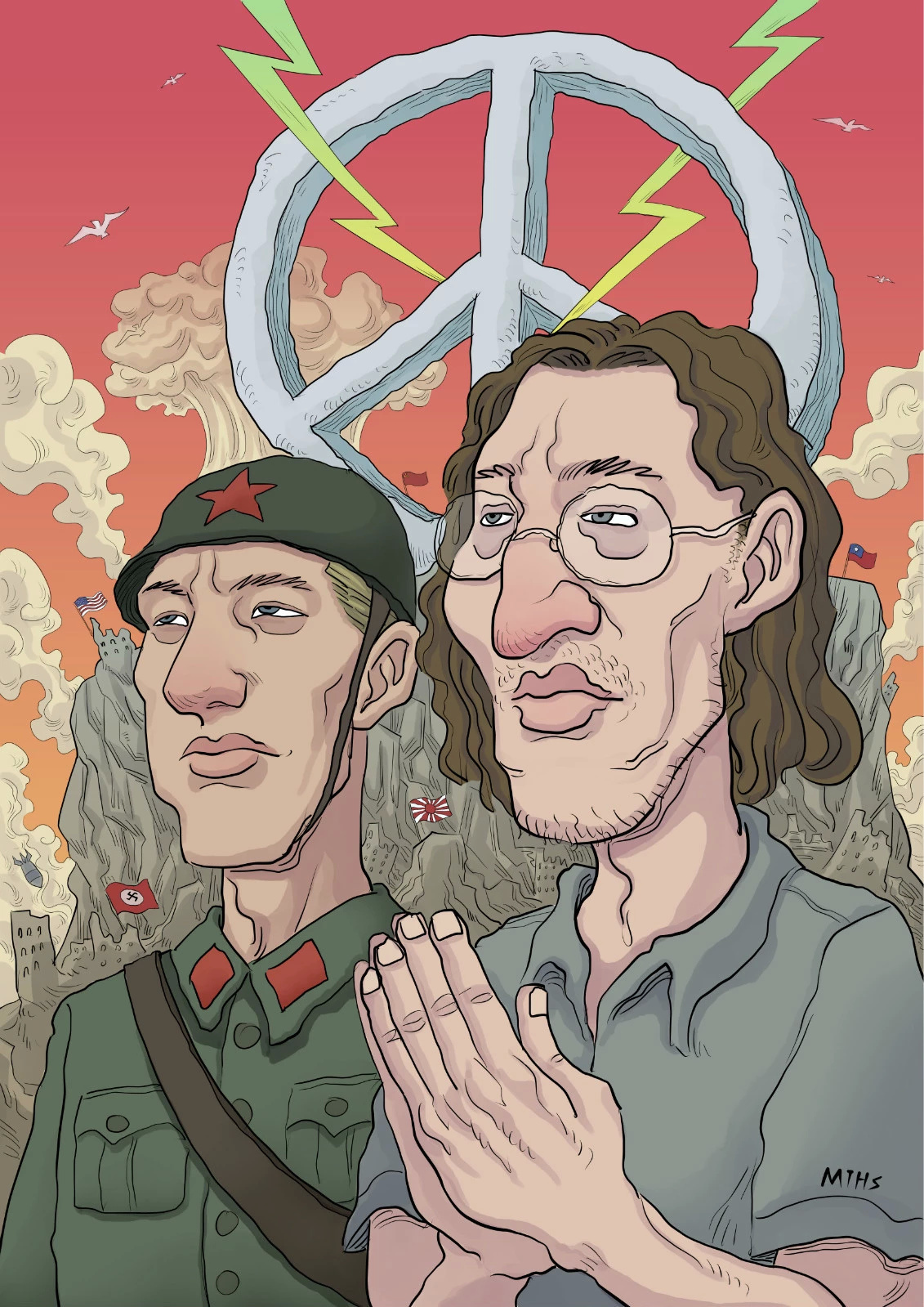 纪念反法西斯战争胜利70周年插画