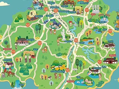 【商业插画】Q版手绘抚州旅游攻略地图