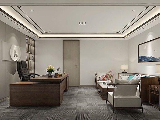 咸阳新中式风格办公室设计效果图