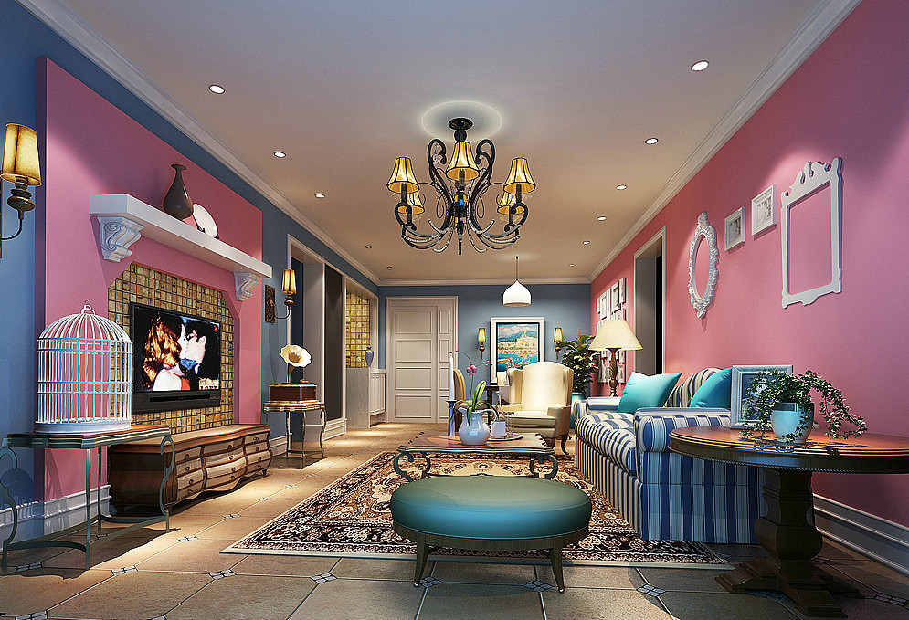 田园风格客厅效果图全景设计