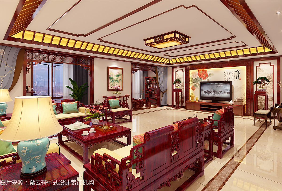 中式设计欣赏 室内设计 别墅设计 客厅中堂（图ZMTM5NjExNzY0） - 家装设计 - 站酷设计师紫云轩中式原创素材 - 站酷ZCOOL