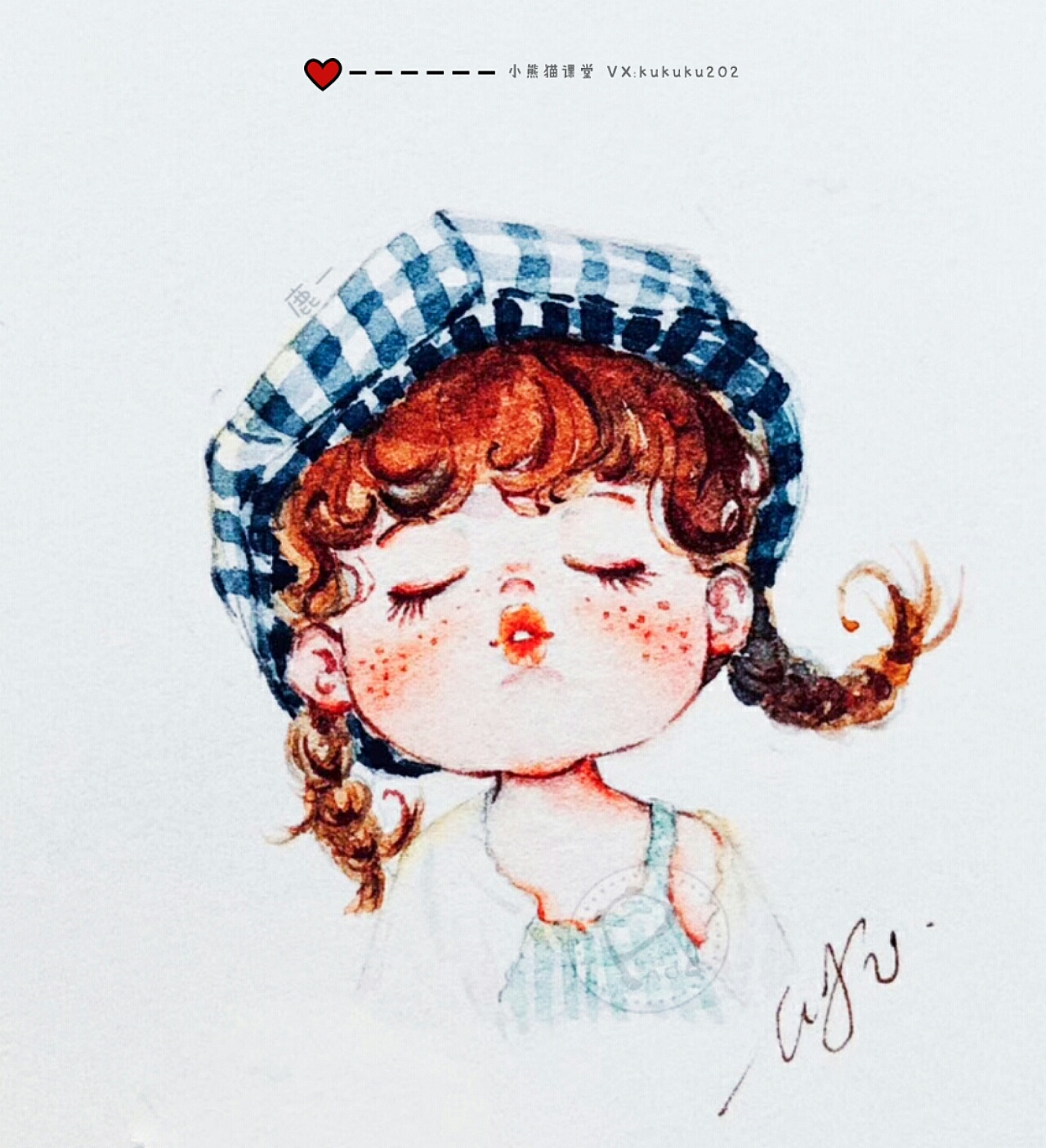 水彩手绘萌宝插画卡通头像水彩教程速写可爱插画壁纸