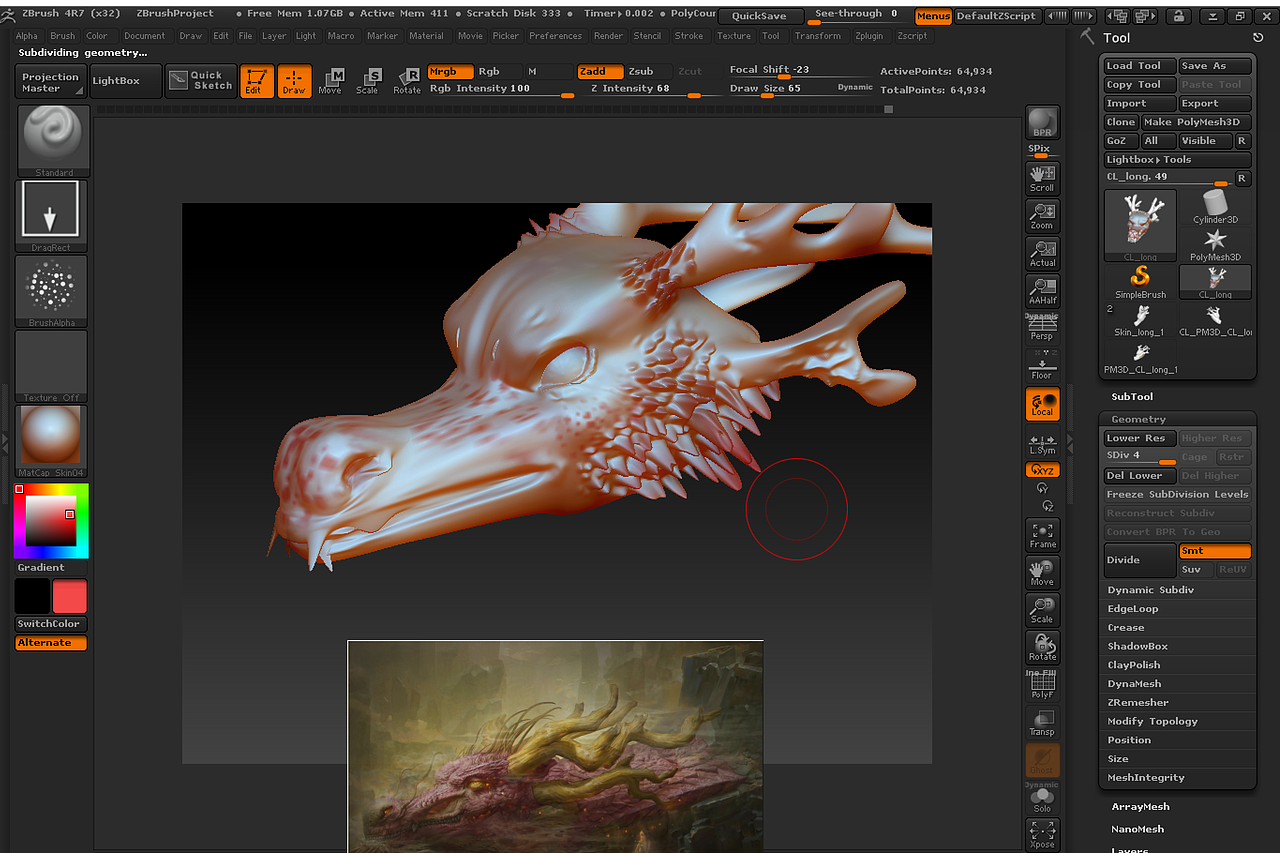 结果龙的模型在中途丢失了= =zbrush silo