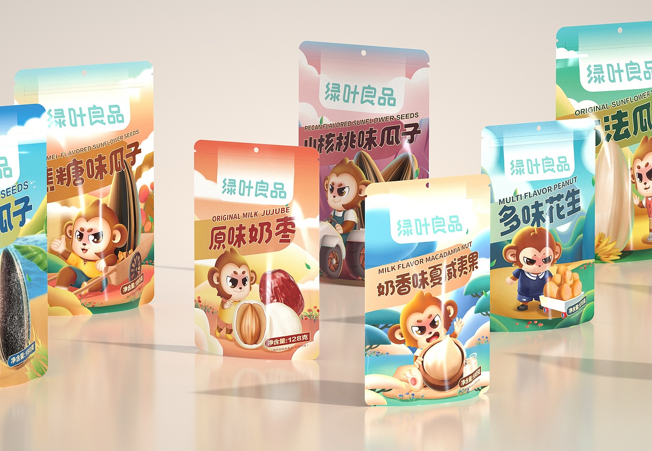 尚智×绿叶日记 | 坚果/膨化/大礼包系列包装设计
