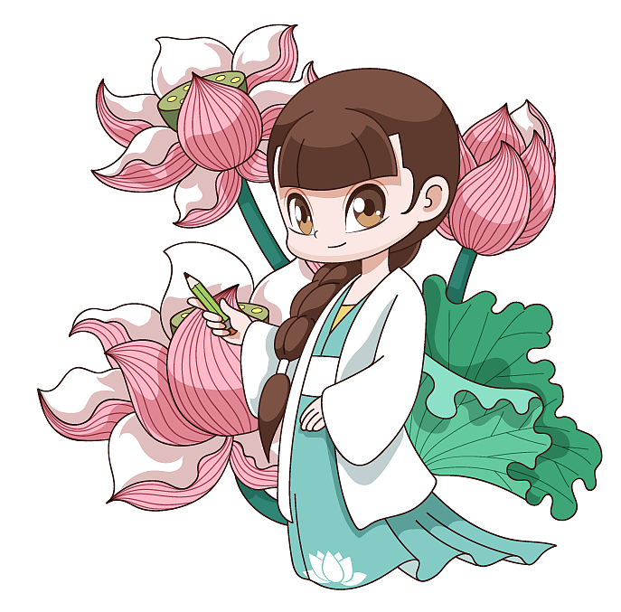 荷花小美女_周董的卡通铺子-站酷zcool