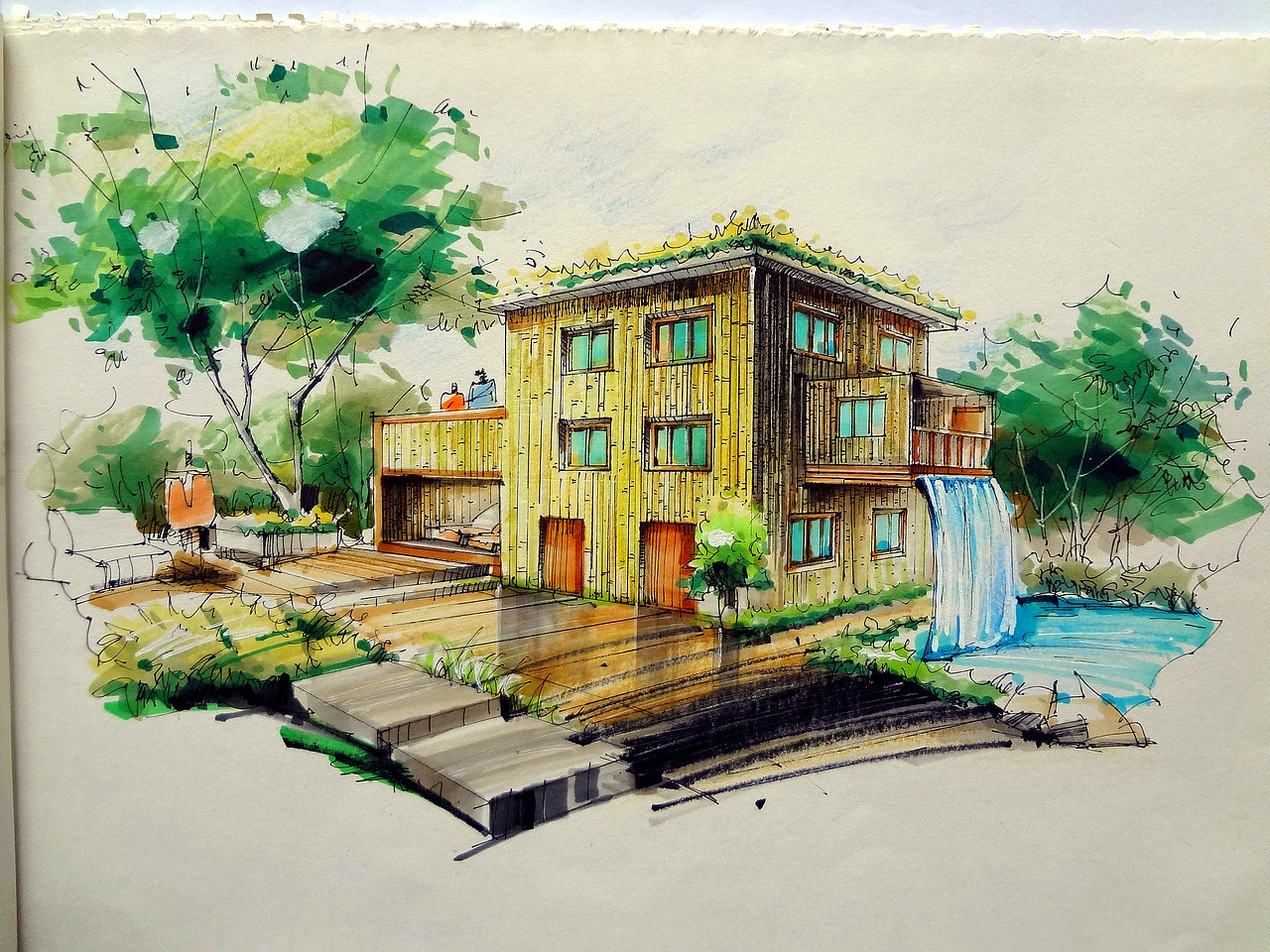 仿生别墅设计手绘