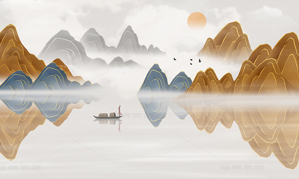 金色鎏金山水画（图ZMjczNjQ5MTEy） - 商业插画 - 站酷设计师心灵艺坊原创素材 - 站酷ZCOOL