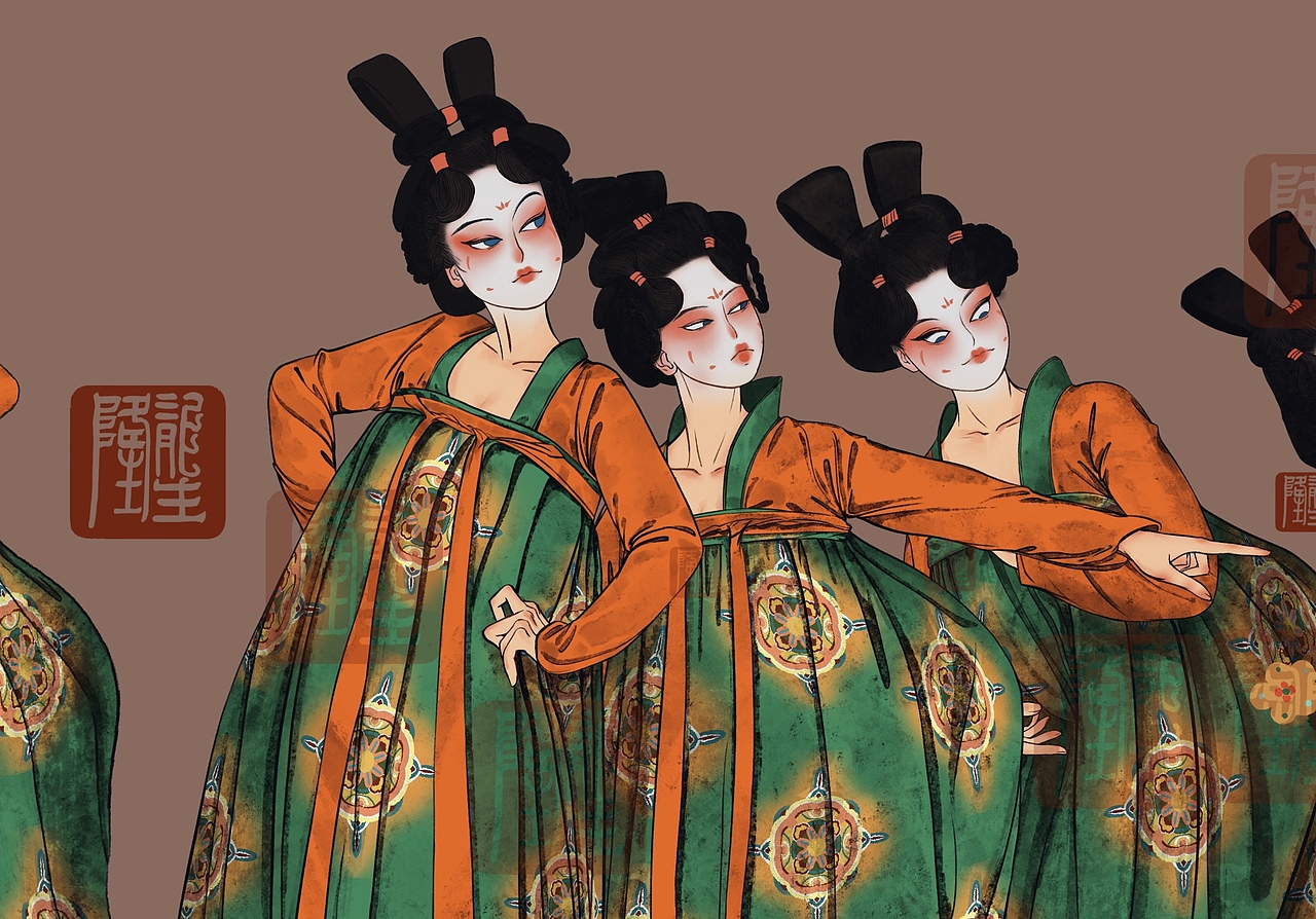 手绘唐宫夜宴图