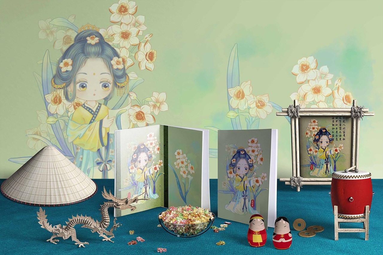 十二花神-水仙（图ZMzQ1MDMzMTM2） - 商业插画 - 站酷设计师宋玥影爱画画原创素材 - 站酷ZCOOL