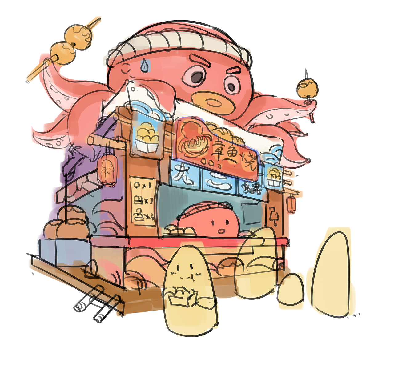 章鱼小丸子插画