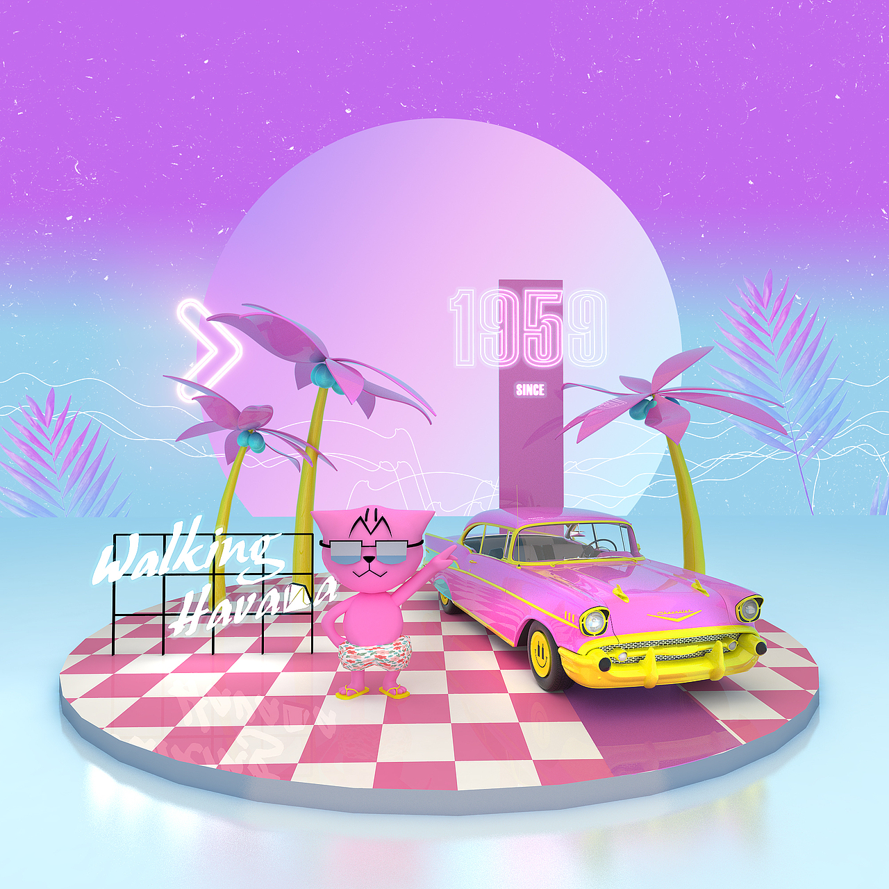 Walking Havana蒸汽波（图ZMjY4NzIzNDI0） - 场景 - 站酷设计师剩下光年原创素材 - 站酷ZCOOL