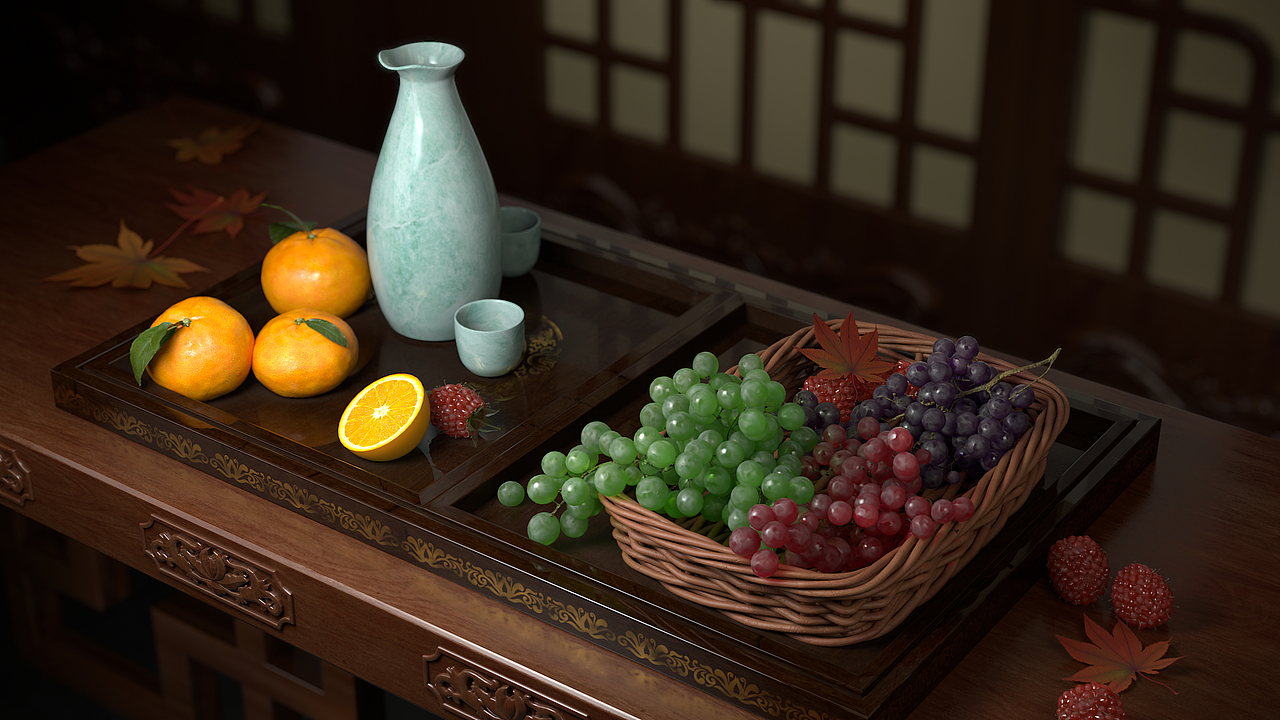 当时创作的方向是油画细腻的质感,如果做成有明显光影的可能效果会更好。