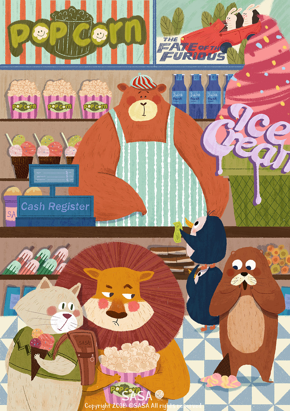 电影院（图ZMTQxMTcyODQ0） - 儿童插画 - 站酷设计师sasa五小桃原创素材 - 站酷ZCOOL