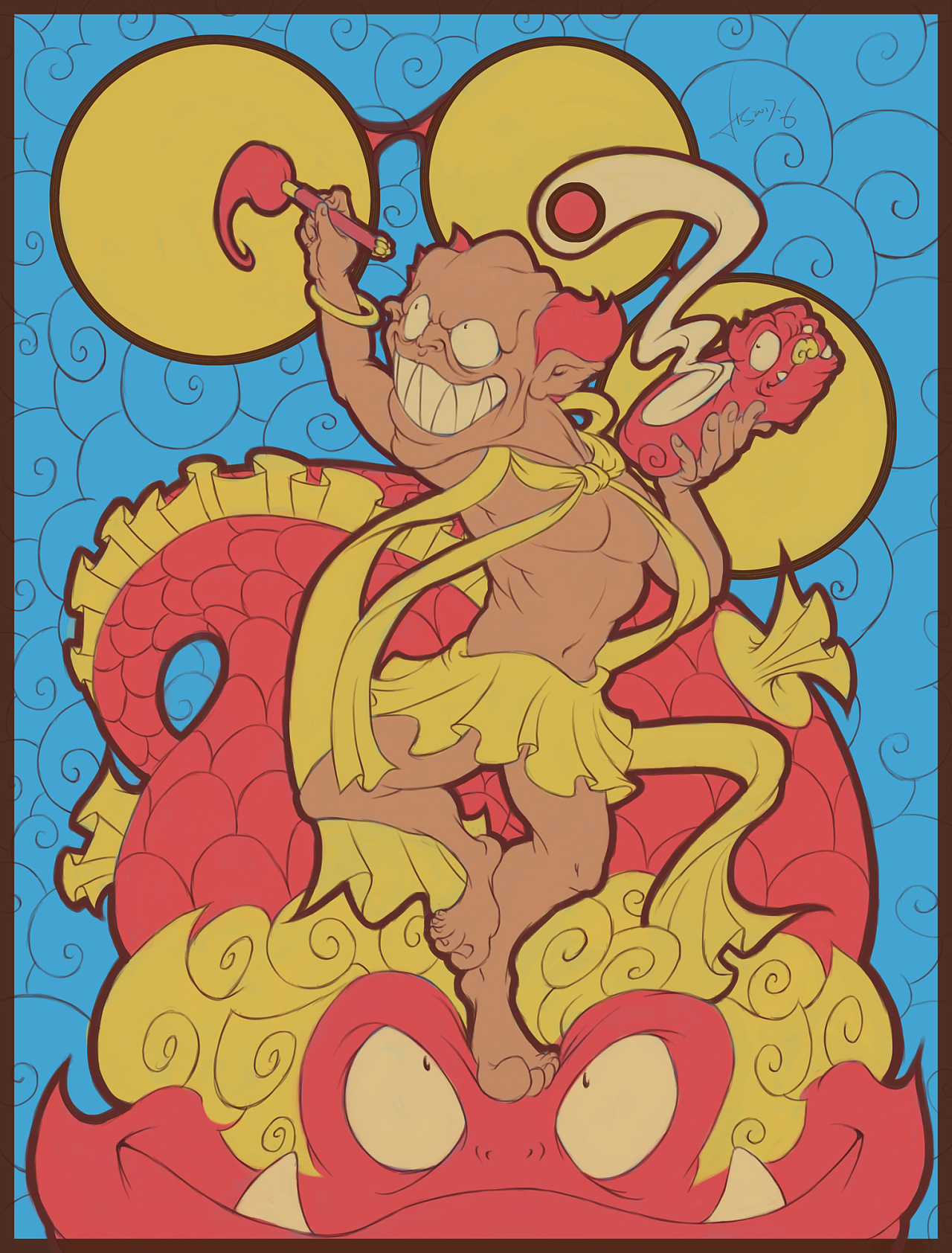 涂鸦年画:魁星点斗