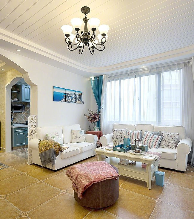 120平美式地中海三居室,静谧的地中海风扑面而来.