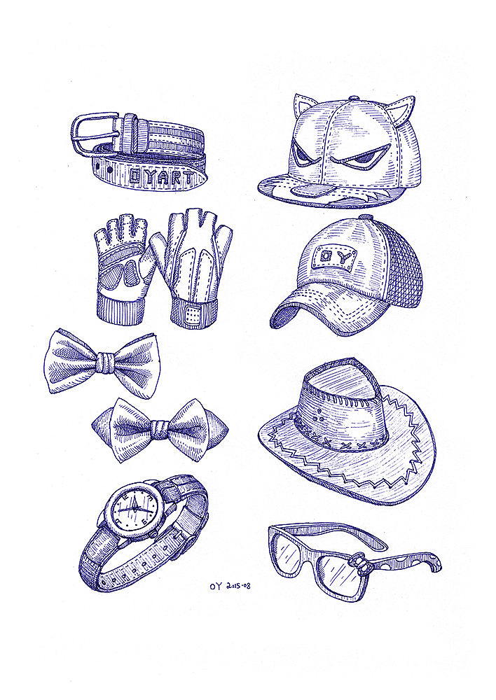 OY圆珠笔画：衣食住行用（图ZMzI3MjI4NTI=） - 艺术插画 - 站酷设计师欧阳鹏杰_OY原创素材 - 站酷ZCOOL