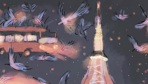 木言《月·夜》-比亚迪巴士商稿（图ZMTg4NjIzMDg4） - 商业插画 - 站酷设计师木言木言木言原创素材 - 站酷ZCOOL