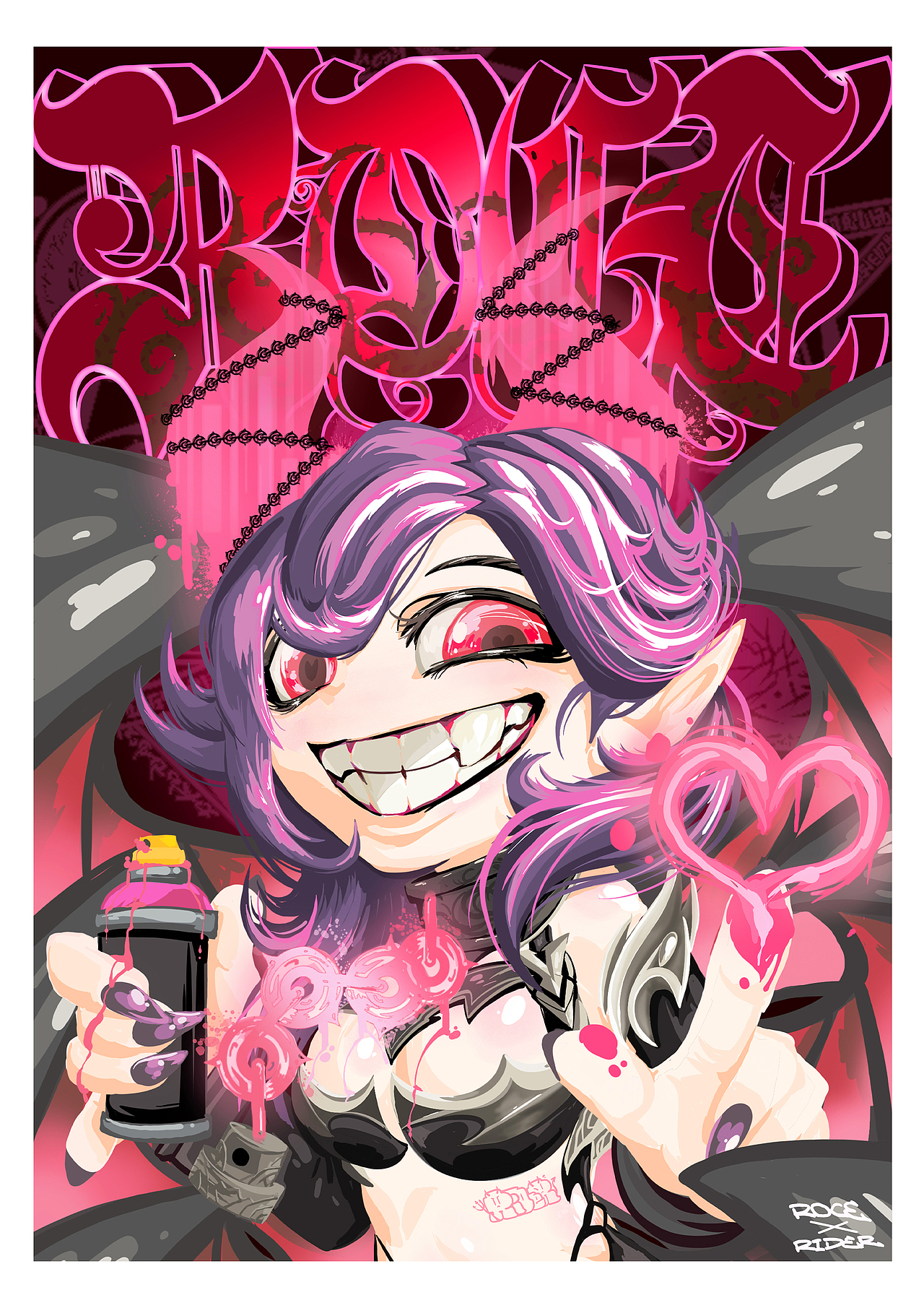 恶魔天使涂鸦插画