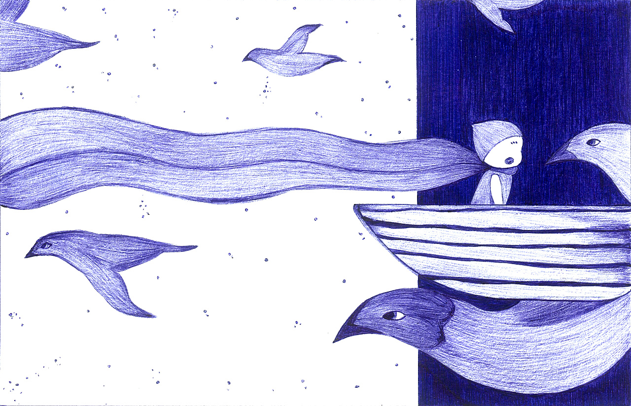 《蓝的海》|插画|绘本|狸几画 - 原创作品 - 