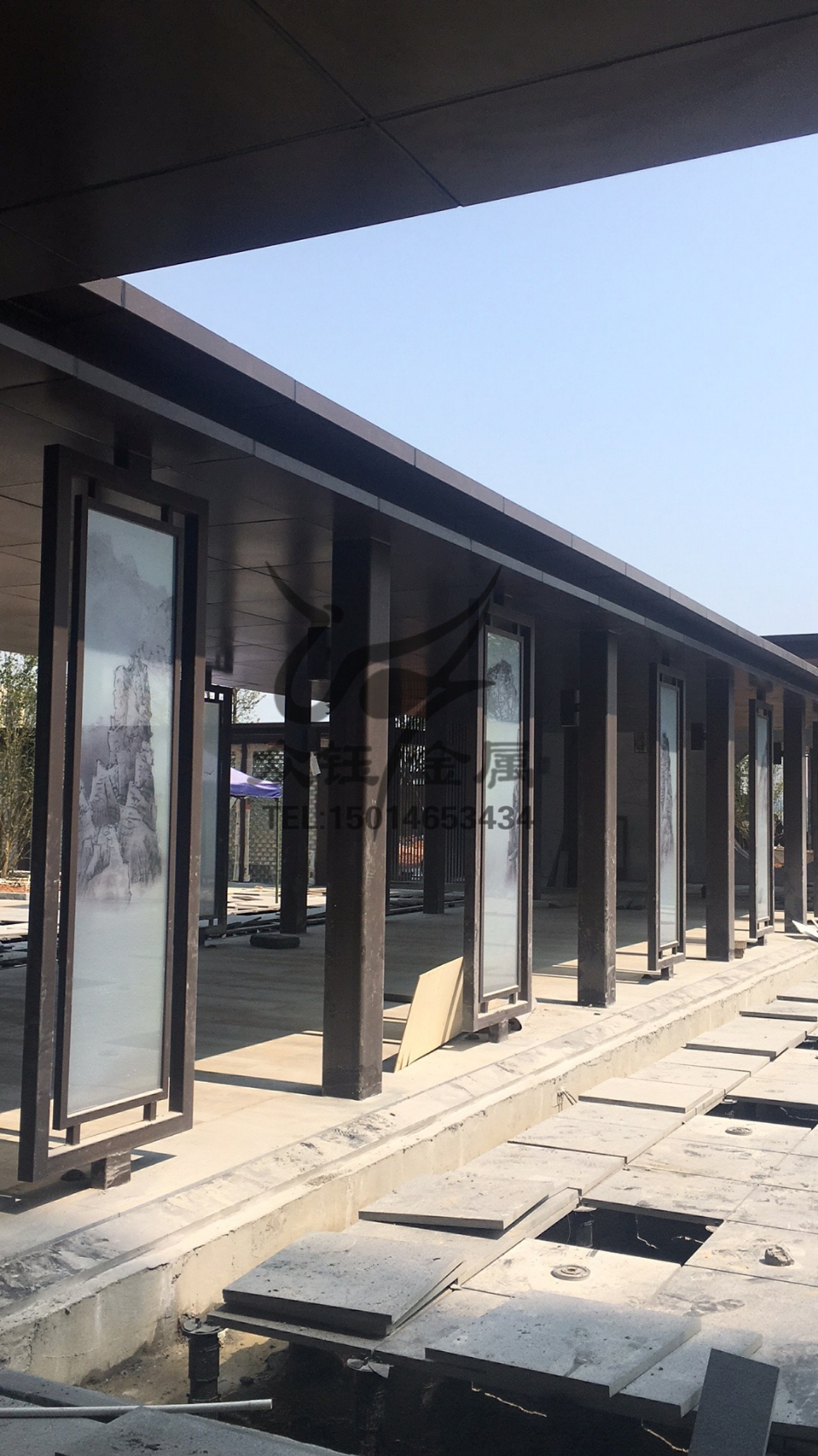 户外仿古铜不锈钢屏风背景墙 景观风水山水隔断