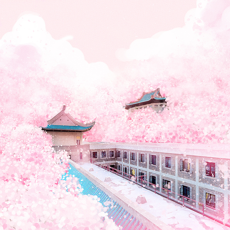 武汉大学樱花季粉粉粉粉粉手绘风海报（图ZMTUwODA2Mjky） - 海报 - 站酷设计师KAI开开原创素材 - 站酷ZCOOL