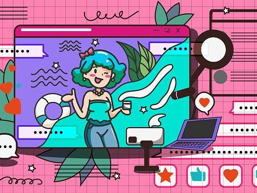 网红直播间(个人主页-ZNDY4MjA4Mjg=) - 商业插画 - 站酷设计师臭臭喵原创素材 - 站酷ZCOOL