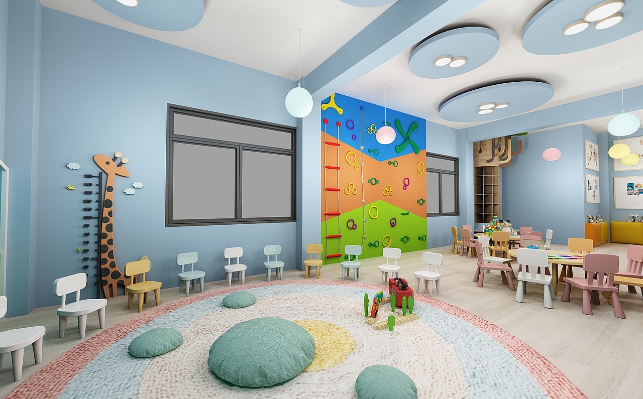 幼儿园活力系五色缤纷3d设计效果图|三维|场景|治术艺空_原创作品