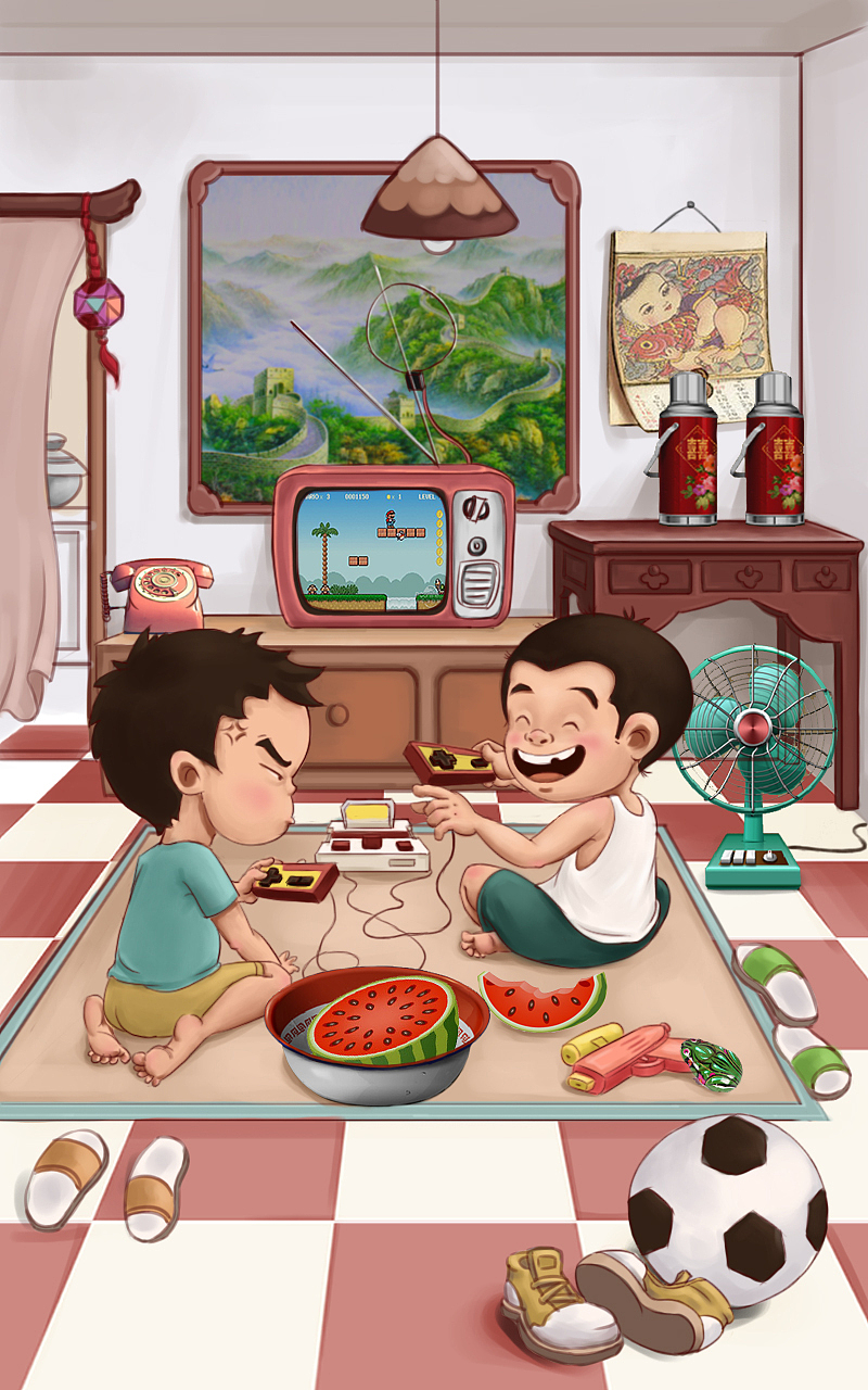 童年的红白机（图ZMzU2OTYxNjA=） - 儿童插画 - 站酷设计师不思蜀原创素材 - 站酷ZCOOL