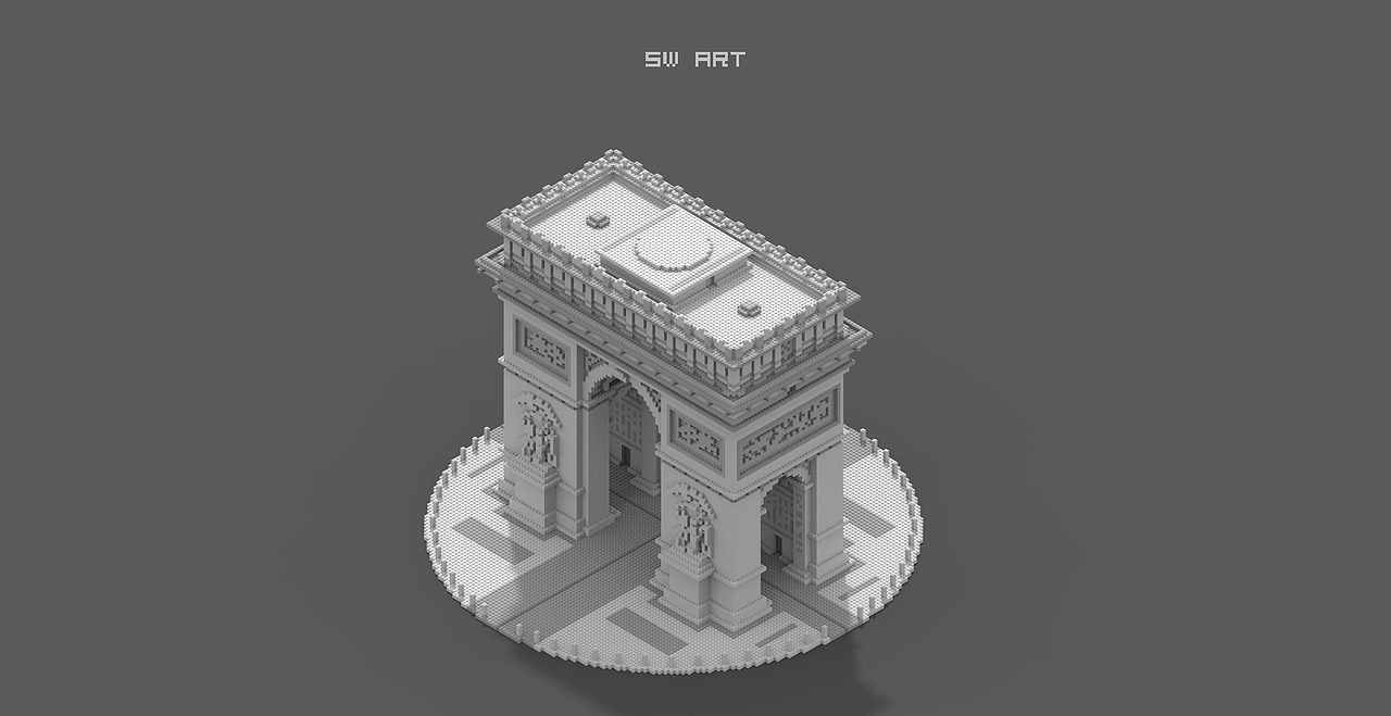 像素 凯旋门 像素建模~~（图ZMTI1NzYzNTk2） - 建筑/空间 - 站酷设计师shiwei2116原创素材 - 站酷ZCOOL