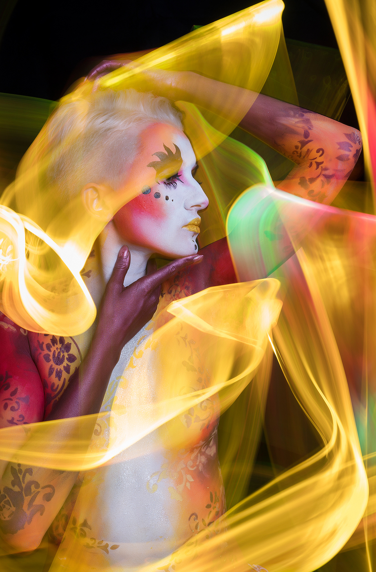 值得期待的,人体彩绘首次与光绘结合, 最后有教学