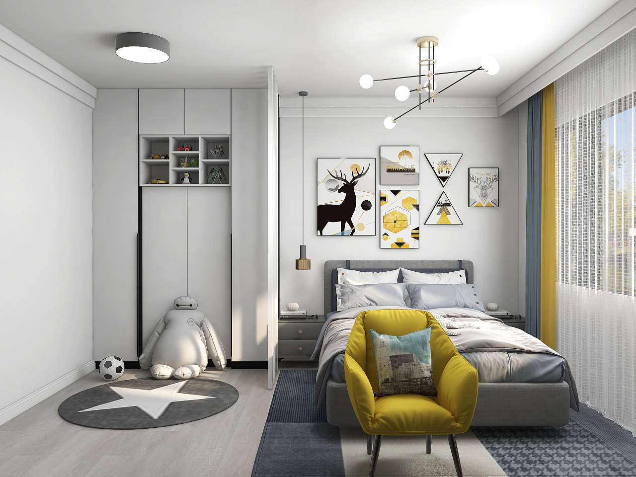 白色系线条感现代简约室内设计